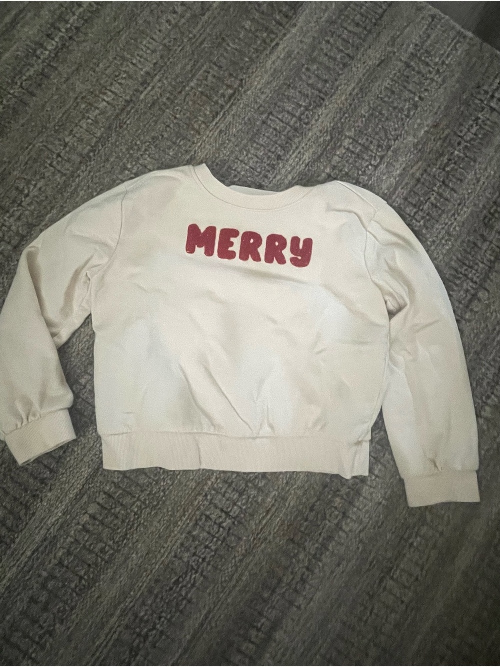 Cat & Jack Cream Sweatshirt with Red "MERRY" Graphic